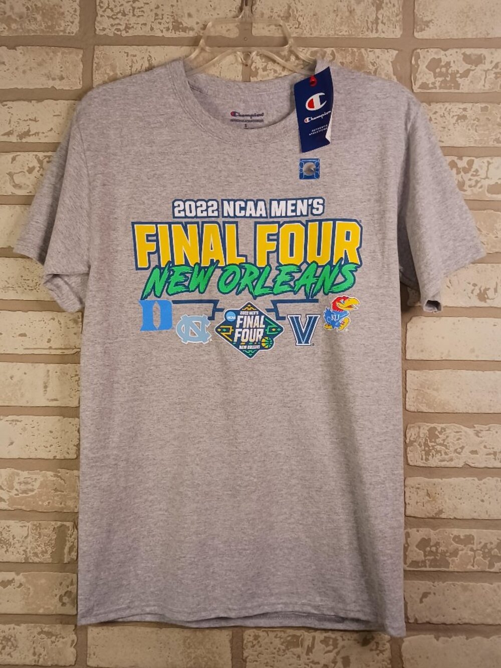 Champion 2022 NCAA Mens Final Four Mens T Shirt S Gray Kansas Jayhawks